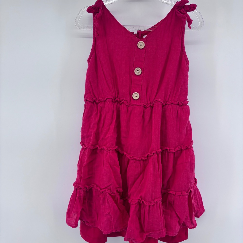 Rare Editions Girls‎ Dress Sleeveless Tiered Pink Buttons Casual Party 6X